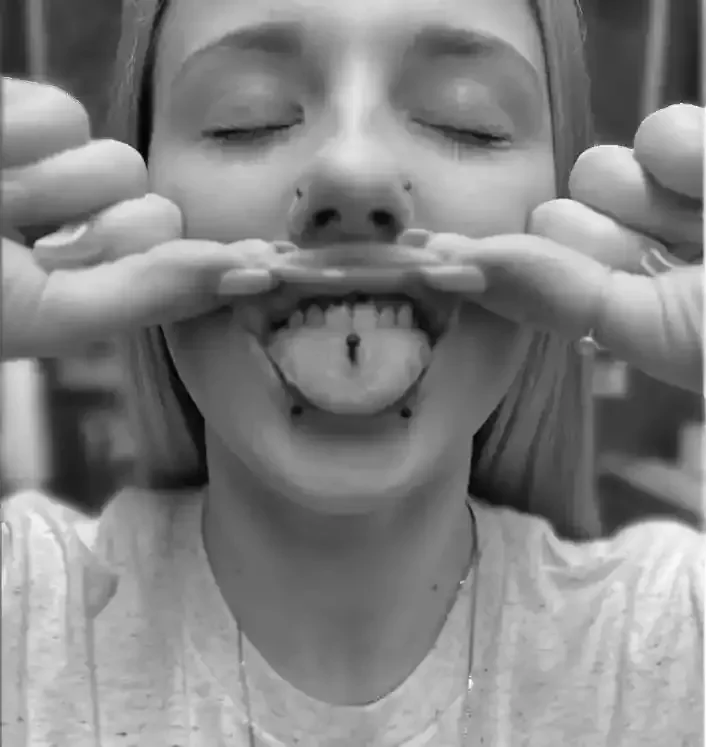 Curated facial piercing project featuring black PVD titanium internally threaded jewelry done by Amber Paje ofJames River Tattoo in Carrollton Virginia