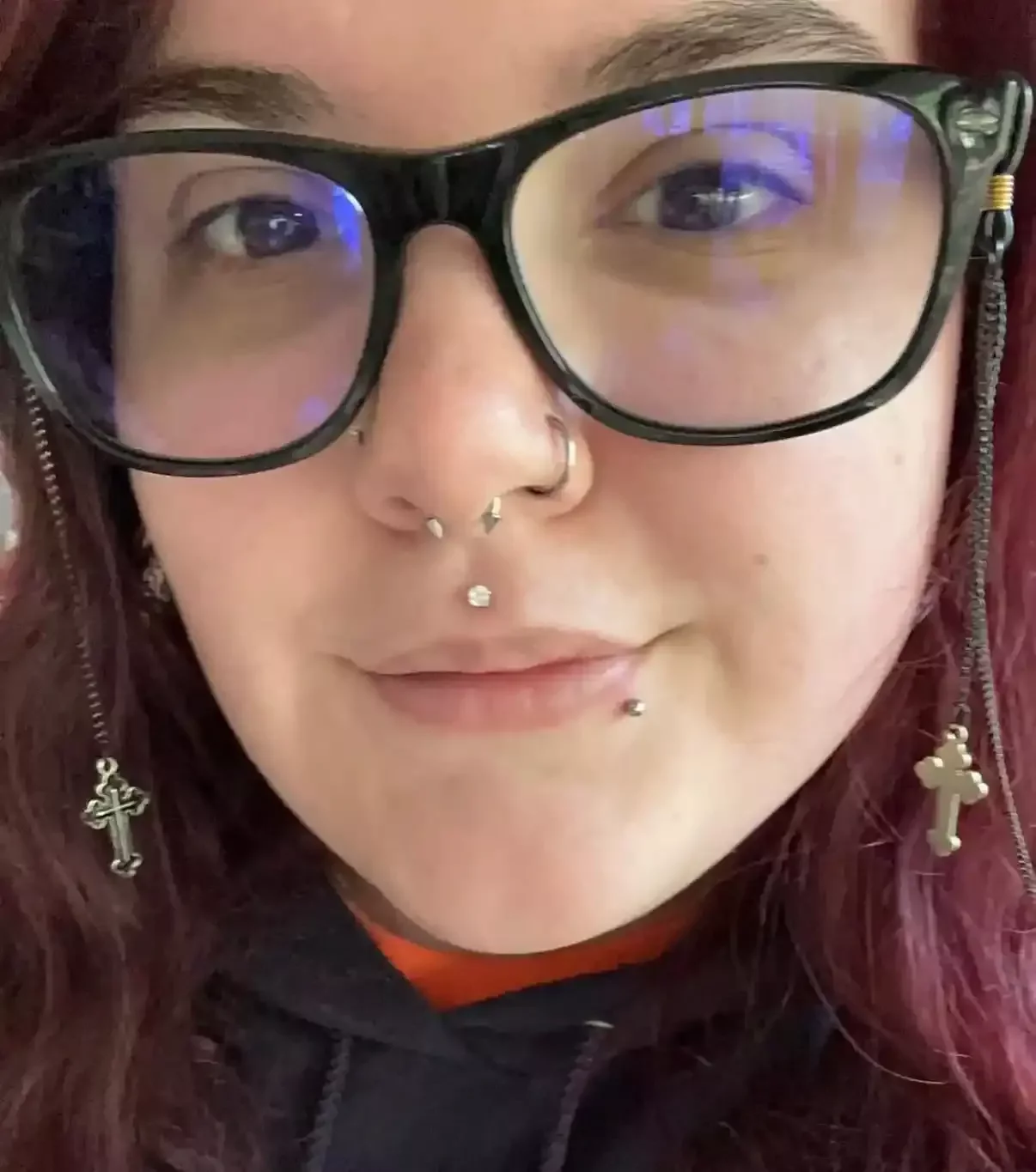 Healed facial curation titanium septum circular barbell spikes lip labret ball medusa CZ threadless post nostril clicker hoop by Amber Paje of James River Tattoo Carrollton VA